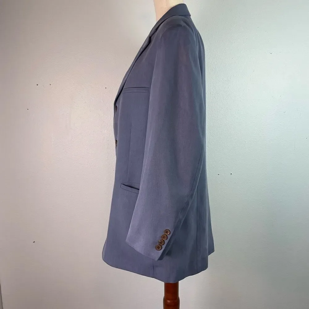 Joseph & Feiss Silk Blue Sport Coat with Notched Lapel Size 42S EUC